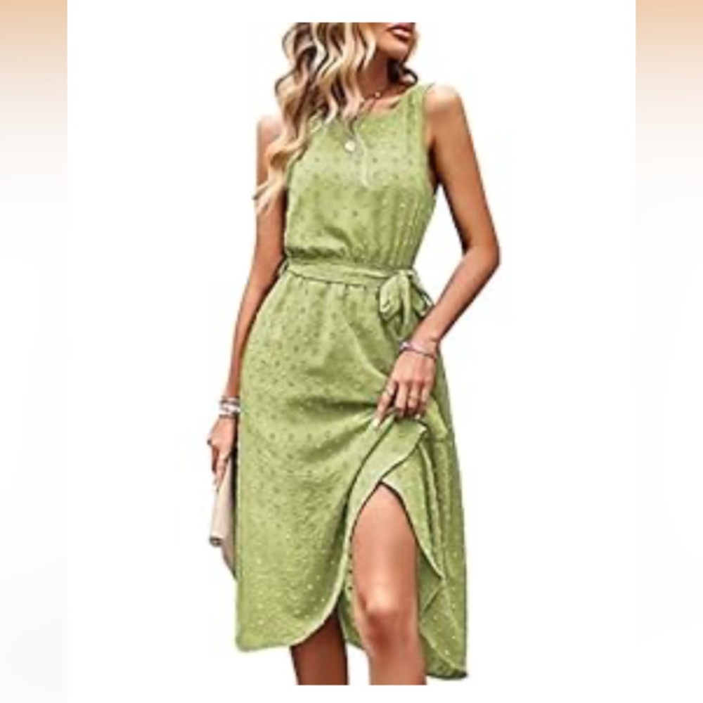 Elegant Green Sleeveless Dress